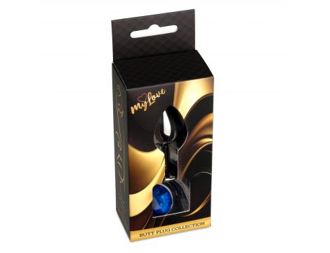 Biżuteria analna stalowa MyLove Toys srebrna niebieska 7 cm - 6
