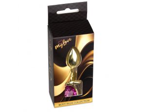 Stalowy korek analny Gold Heart MyLove Toys różowy 7 cm