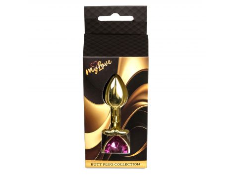 Stalowy korek analny Gold Heart MyLove Toys różowy 7 cm - 3