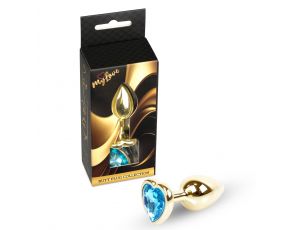 Biżuteria analna MyLove Toys Gold Heart jasnoniebieska 7 cm