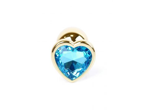 Biżuteria analna MyLove Toys Gold Heart jasnoniebieska 7 cm - 4