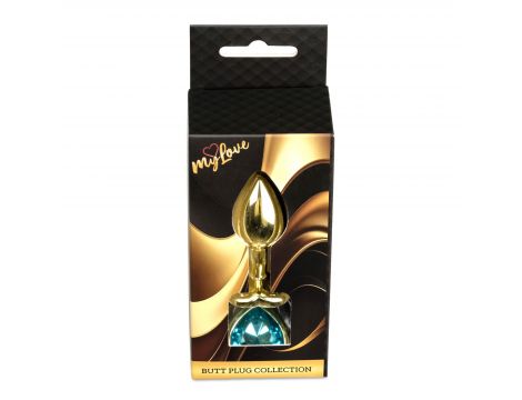Biżuteria analna MyLove Toys Gold Heart jasnoniebieska 7 cm - 10