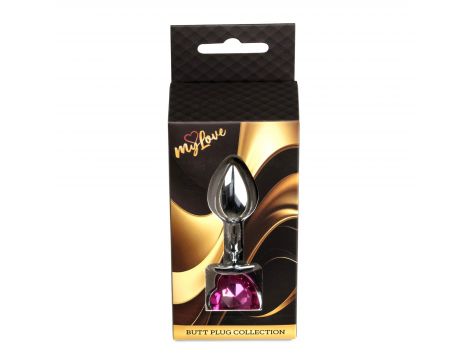 Korek analny srebrny z serduszkiem MyLove Toys różowy 7 cm - 3