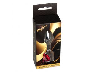 Srebrna biżuteria analna z czerwonym serduszkiem MyLove Toys 7 cm