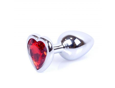 Srebrna biżuteria analna z czerwonym serduszkiem MyLove Toys 7 cm - 8