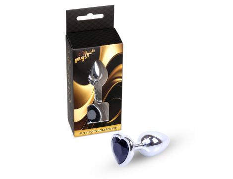 Biżuteria analna srebrna serce MyLove Toys czarna 7 cm - 3