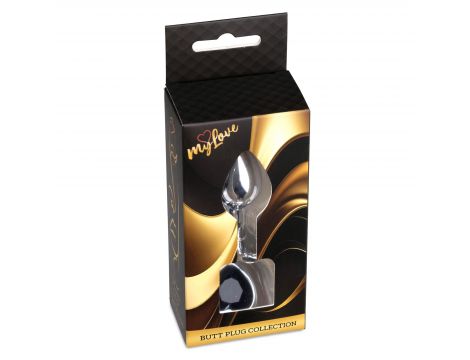 Biżuteria analna srebrna serce MyLove Toys czarna 7 cm - 2