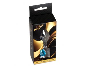 Korek analny srebrny serduszko jasnoniebieski MyLove Toys 7 cm