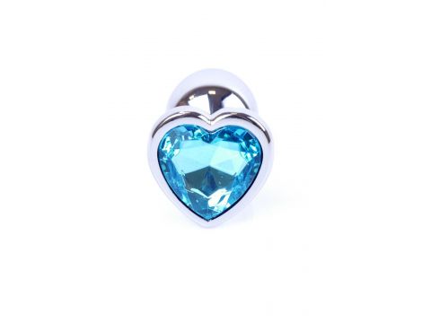 Korek analny srebrny serduszko jasnoniebieski MyLove Toys 7 cm - 3