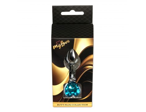 Korek analny srebrny serduszko jasnoniebieski MyLove Toys 7 cm - 4