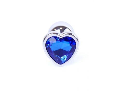 Korek analny srebrny serce MyLove Toys ciemnoniebieski 7 cm - 5