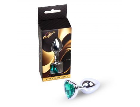Biżuteria analna srebrna serce zielony MyLove Toys 7 cm - 2