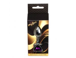 Biżuteria analna srebrna serce MyLove Toys fioletowa 7 cm