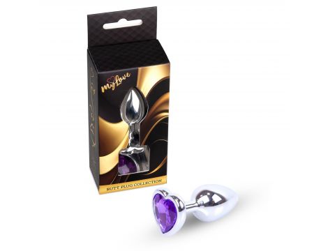 Biżuteria analna srebrna serce MyLove Toys fioletowa 7 cm - 2