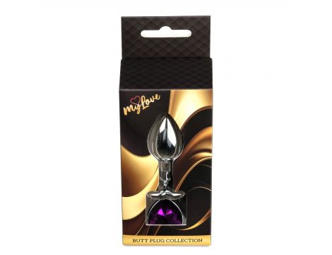 Biżuteria analna srebrna serce MyLove Toys fioletowa 7 cm