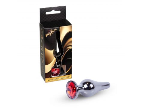 Biżuteria analna stalowa MyLove Toys srebrna czerwona 9.5 cm - 3