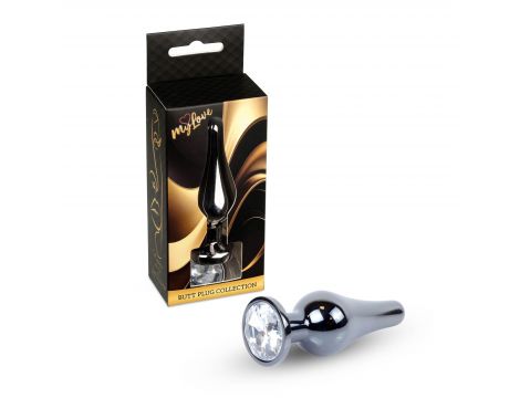 Biżuteria analna stalowa MyLove Toys srebrna z diamencikiem 9.5 cm - 3