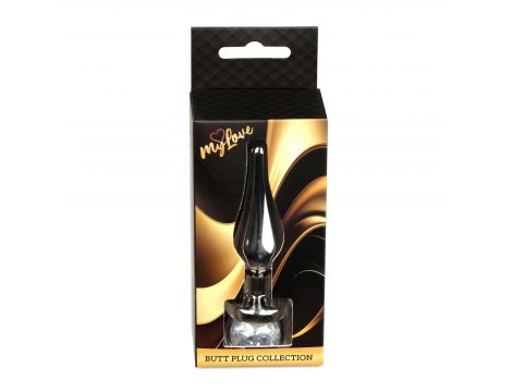Biżuteria analna stalowa MyLove Toys srebrna z diamencikiem 9.5 cm - 5