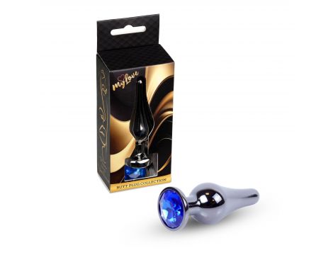 Biżuteria analna stalowa z diamentem MyLove Toys ciemnoniebieska 9,5 cm