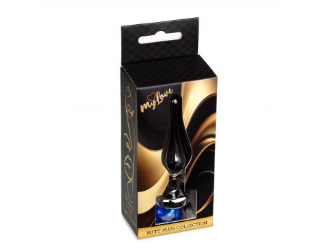 Biżuteria analna stalowa z diamentem MyLove Toys ciemnoniebieska 9,5 cm - 2