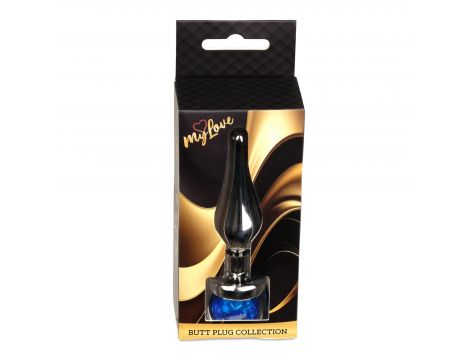 Biżuteria analna stalowa z diamentem MyLove Toys ciemnoniebieska 9,5 cm - 4