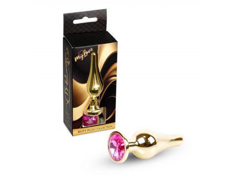 Biżuteria analna stalowa MyLove Toys z diamentem różowa 9,5 cm - 3