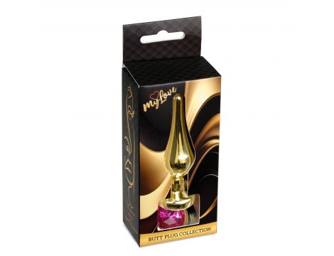 Biżuteria analna stalowa MyLove Toys z diamentem różowa 9,5 cm - 2