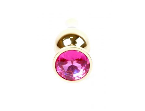 Biżuteria analna stalowa MyLove Toys z diamentem różowa 9,5 cm - 4