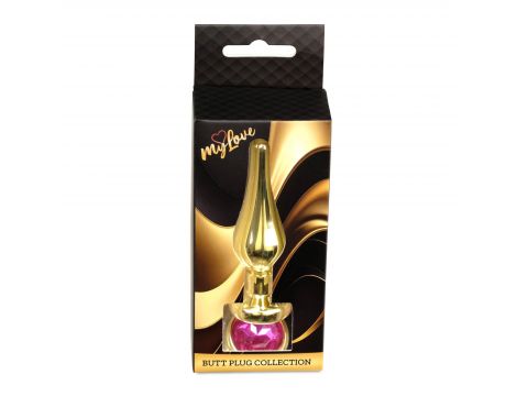 Biżuteria analna stalowa MyLove Toys z diamentem różowa 9,5 cm