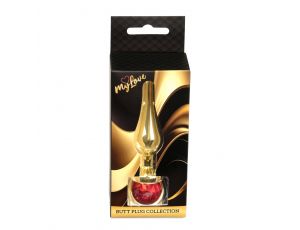 Stalowy korek analny z diamentem MyLove Toys czerwony 9.5 cm
