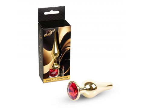 Stalowy korek analny z diamentem MyLove Toys czerwony 9.5 cm - 3