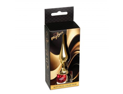Stalowy korek analny z diamentem MyLove Toys czerwony 9.5 cm - 2