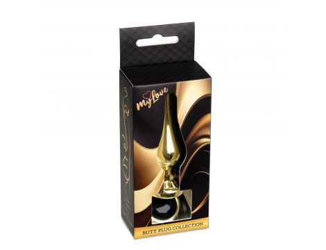 Stalowy korek analny z diamentem MyLove Toys czarny 9,5 cm - 2