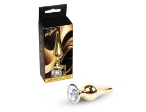 Korek analny stalowy złoty z diamencikiem MyLove Toys 9.5 cm