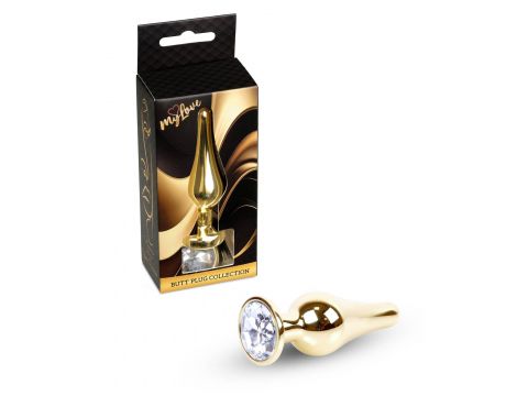 Korek analny stalowy złoty z diamencikiem MyLove Toys 9.5 cm