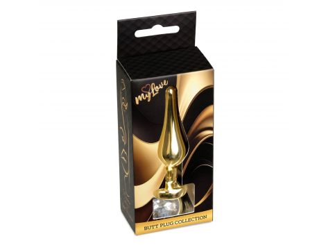 Korek analny stalowy złoty z diamencikiem MyLove Toys 9.5 cm - 4