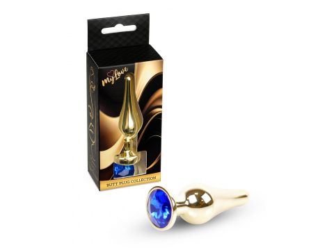 Korek analny stalowy MyLove Toys z diamentem ciemnieniebieski 9,5 cm - 3