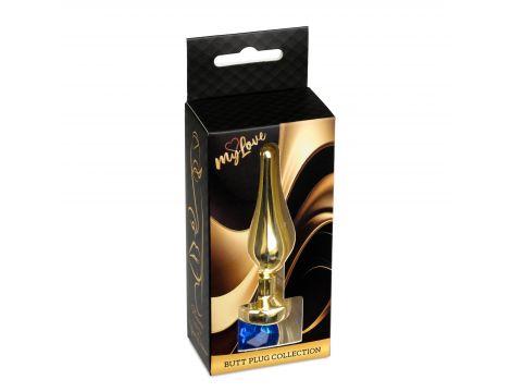Korek analny stalowy MyLove Toys z diamentem ciemnieniebieski 9,5 cm - 4