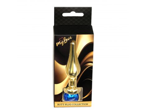 Korek analny stalowy MyLove Toys z diamentem ciemnieniebieski 9,5 cm - 5