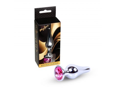 Biżuteria analna srebrna z różowym diamencikiem MyLove Toys 9.5 cm - 3