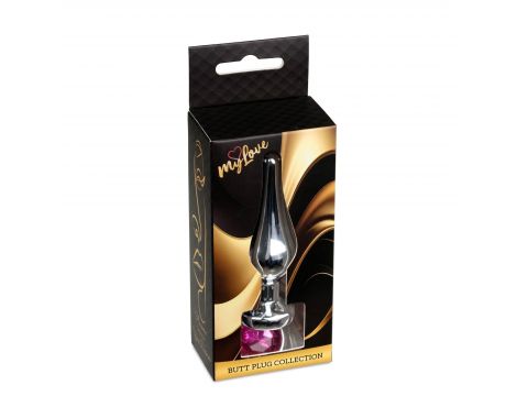 Biżuteria analna srebrna z różowym diamencikiem MyLove Toys 9.5 cm - 2