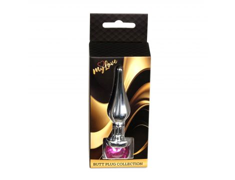 Biżuteria analna srebrna z różowym diamencikiem MyLove Toys 9.5 cm - 6