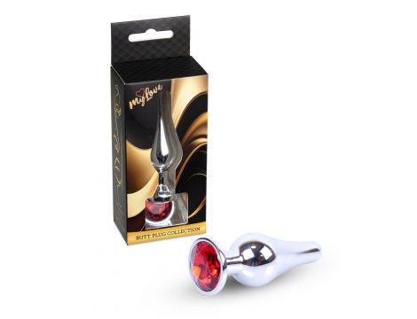 Korek analny srebrny z czerwonym diamencikiem MyLove Toys 9,5 cm - 4