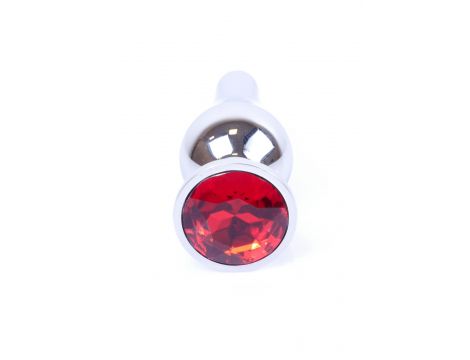 Korek analny srebrny z czerwonym diamencikiem MyLove Toys 9,5 cm - 5