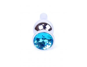 Biżuteria analna srebrna z diamentem MyLove Toys jasnoniebieska 9,5 cm