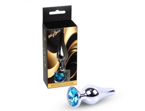 Biżuteria analna srebrna z diamentem MyLove Toys jasnoniebieska 9,5 cm - 4