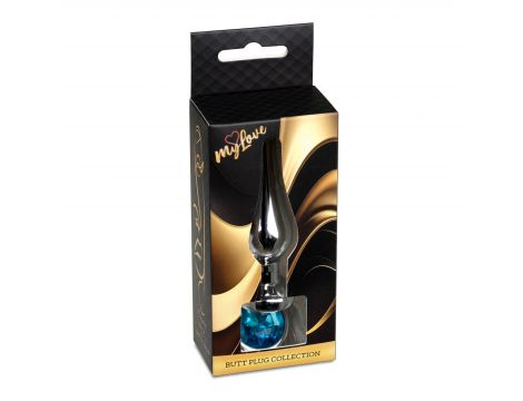 Biżuteria analna srebrna z diamentem MyLove Toys jasnoniebieska 9,5 cm - 2