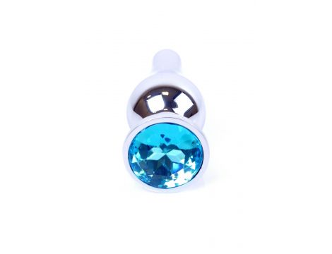 Biżuteria analna srebrna z diamentem MyLove Toys jasnoniebieska 9,5 cm