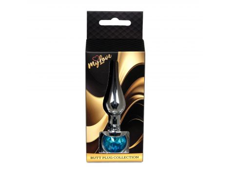Biżuteria analna srebrna z diamentem MyLove Toys jasnoniebieska 9,5 cm - 3