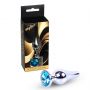 Biżuteria analna srebrna z diamentem MyLove Toys jasnoniebieska 9,5 cm - 5